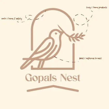 Gopal's Nest secondary logo lockup with stacked wordmark