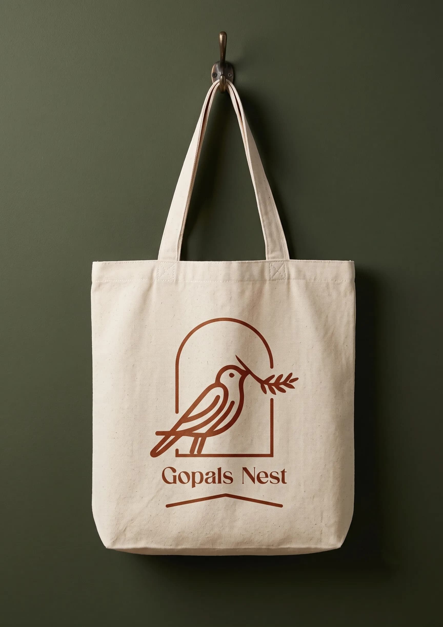 Gopal's Nest illustrated tote bag merchandise mockup