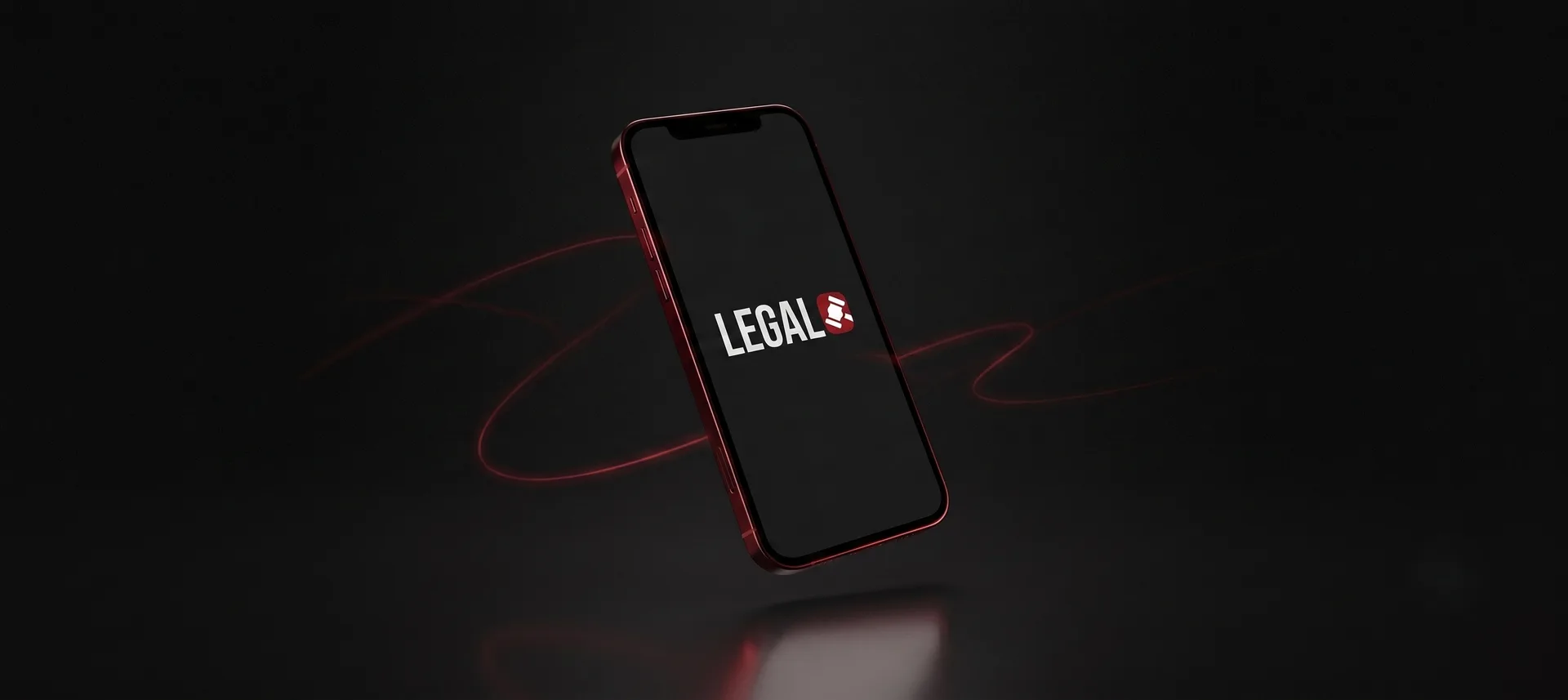 Legalo legal news app hero visual on a dark panel