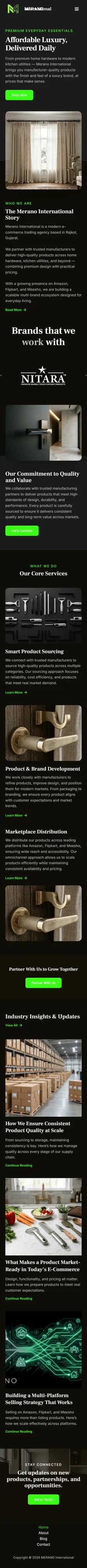 Merano International mobile home page screenshot