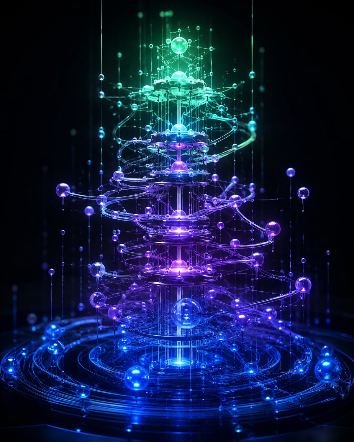 Abstract network of connected nodes representing intelligent business systems architecture